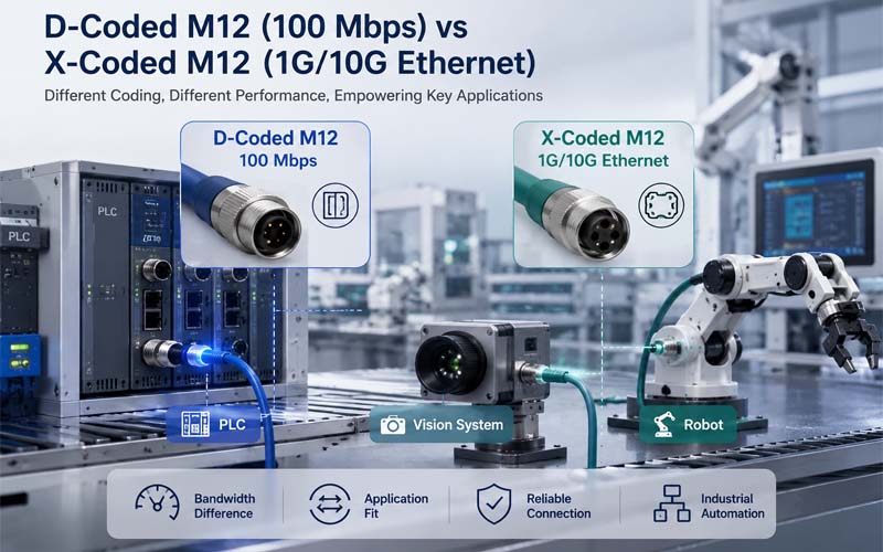 D-Coded vs X-Coded M12 Connector Comparison