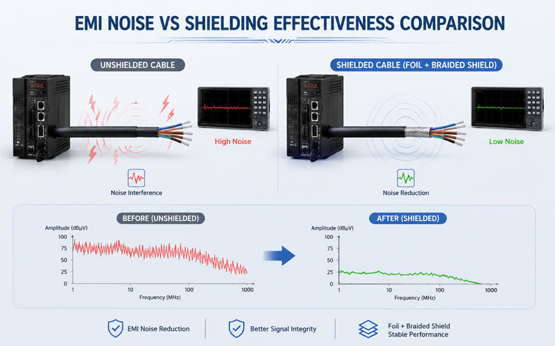 EMI Noise vs Shielding Effectiveness Comparison