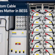 Custom high-voltage cable assemblies inside a battery energy storage cabinet