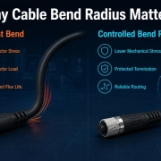 Cable bend radius comparison in industrial wire harness design