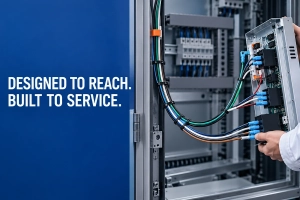 Wire harness service loop providing access to an industrial control module