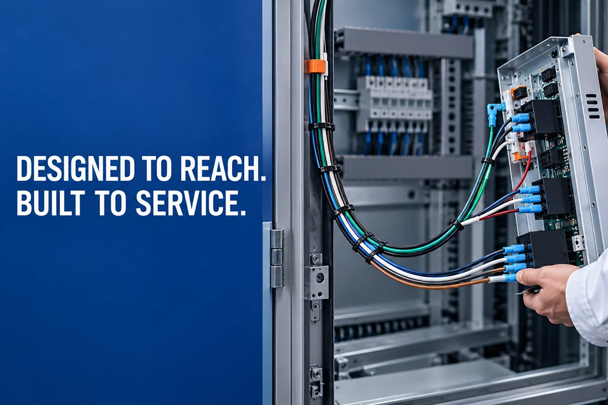 Wire harness service loop providing access to an industrial control module